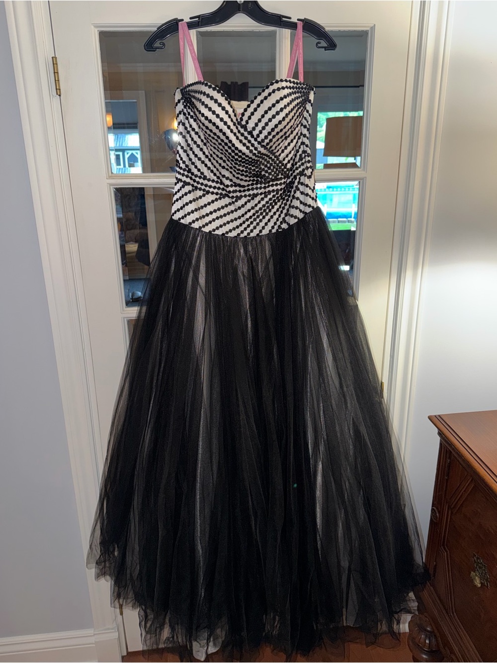 Alexia Designs Tulle Ball Gown with Striped Bodice